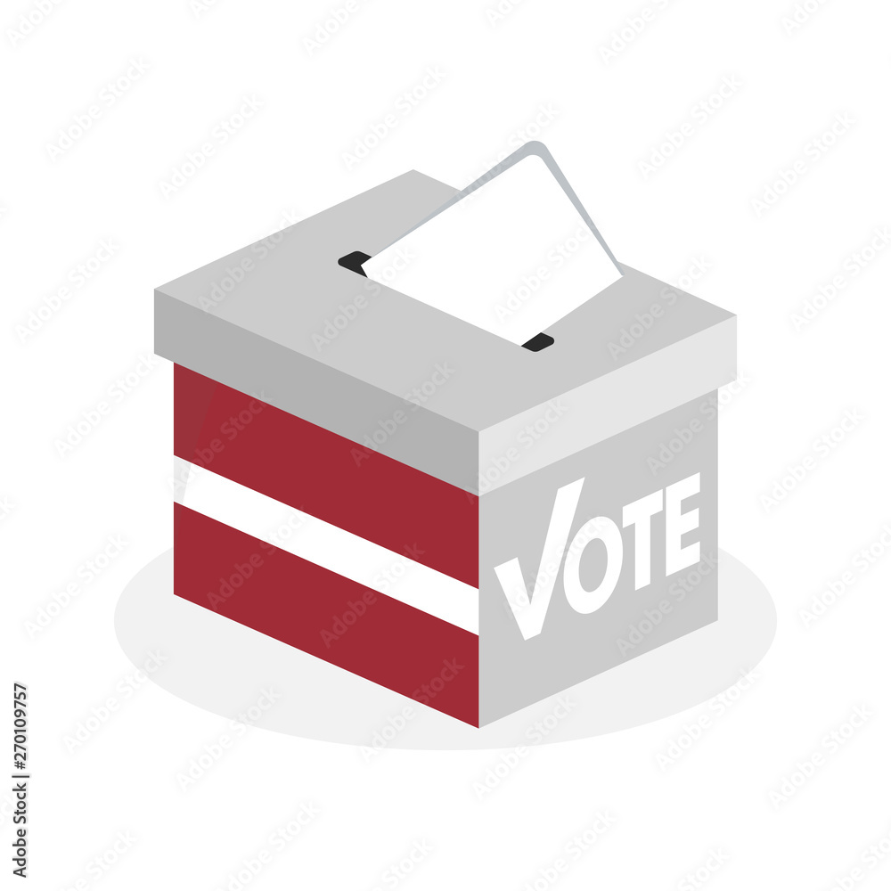 Election ballot box with a combination of Latvian state flags Election ballot box with a combination of Latvian state flags