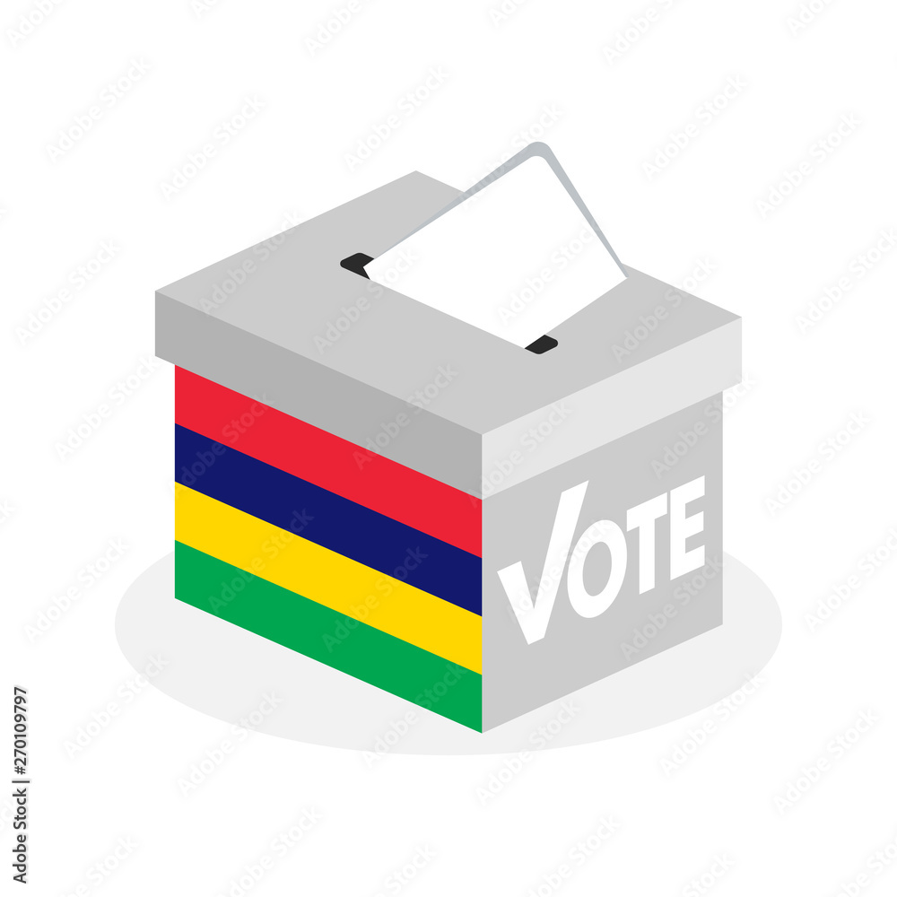 Election ballot box with a combination of the Mauritius state flag Election ballot box with a combination of the Mauritius state flag