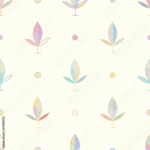 Seamless vector pattern. symmetrical background with hand drawn decorative trees. Pastel print. Graphic abstract design, illustration for wrapping, wallpaper, fabric, packaging, textile