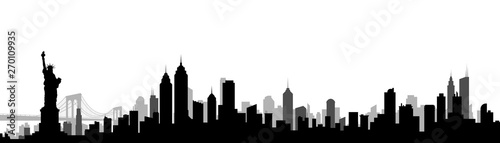New York City Skyline Silhouette Vector Illustration