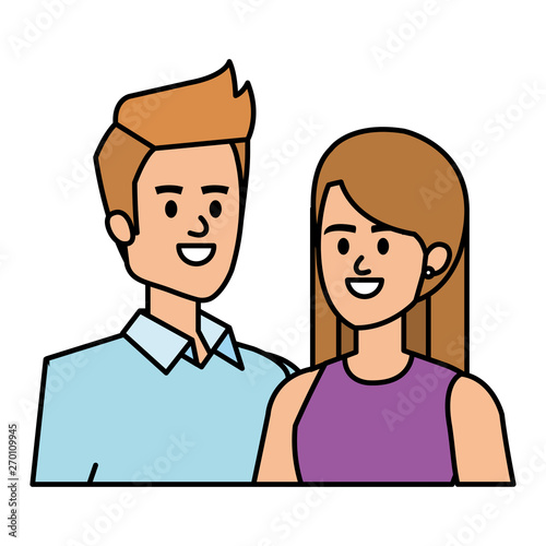 business couple avatars characters vector illustration