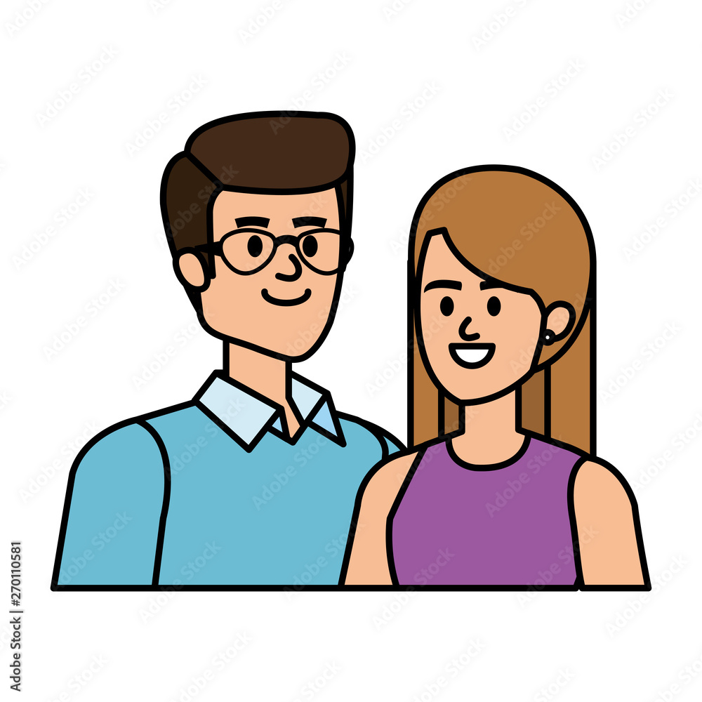 young couple lovers avatars characters young couple lovers avatars characters