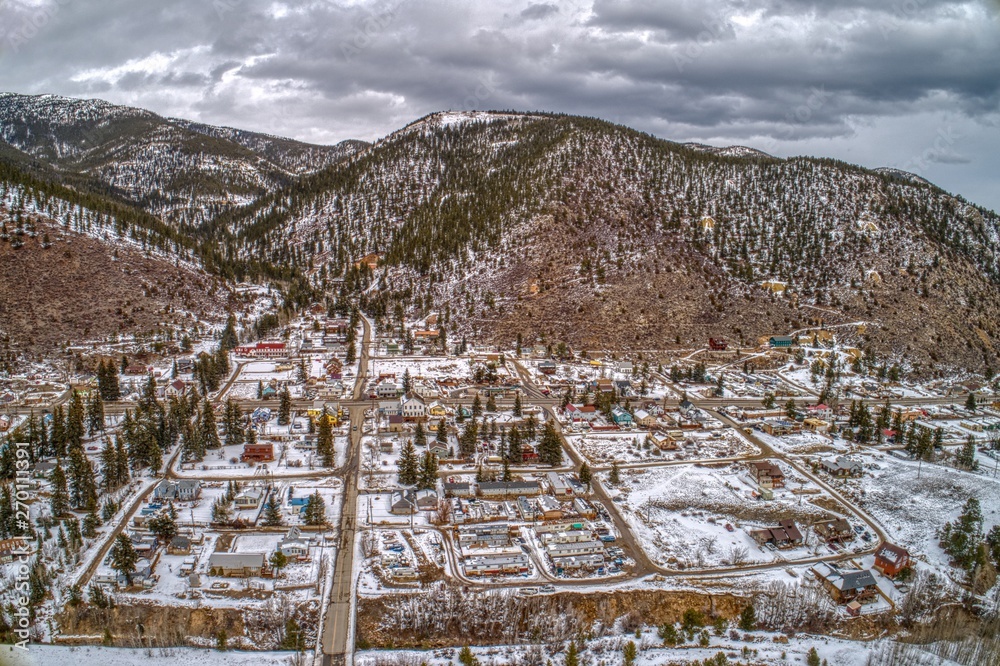 Aerial View of the Small Village of Empire hidden in the Colorado Rockies