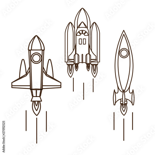 rockets taking off in white background