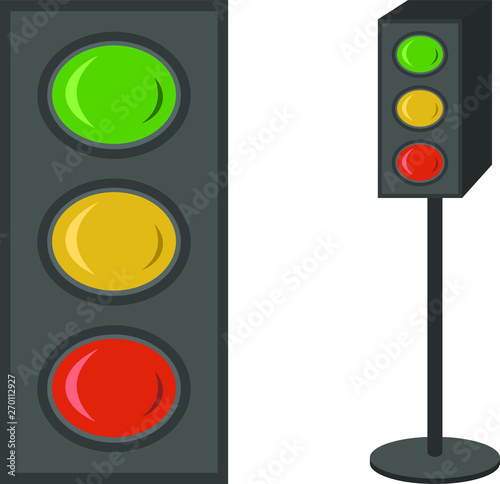  Traffic light with three colors. Traffic light mounted on the footboard.