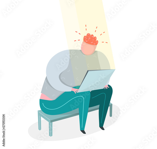 Chubby person and internet aggression and abuse sore mind concept