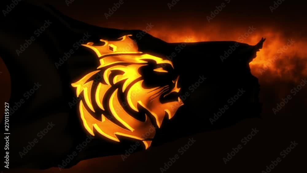 Golden Lion King Flag Intro Logo Motion Background