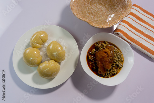 Amala, eba and fufu local dish in nigeria photo