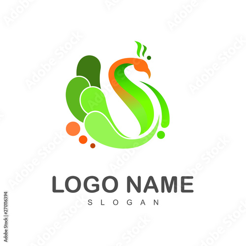 peacock logo + beautiful peacock symbol, logo letter s, the letter s and peacock icon