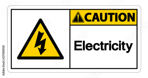 Caution Electricity Symbol Sign Isolate On White Background,Vector Illustration