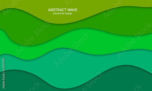 Vector futuristic illustration of bright multi colored wavy paper layers. Abstract creative background with fluid color shapes. Colorful gradient cover design. Material design.