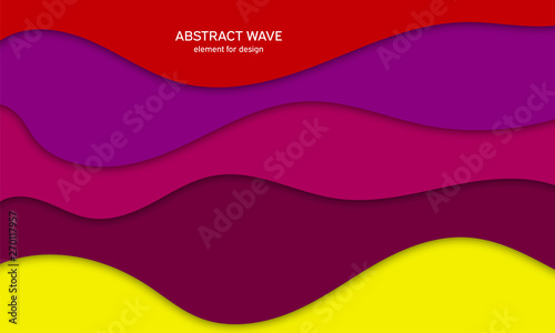 Vector futuristic illustration of bright multi colored wavy paper layers. Abstract creative background with fluid color shapes. Colorful gradient cover design. Material design.