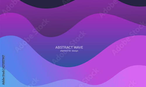 Vector futuristic illustration of bright multi colored wavy paper layers. Abstract creative background with fluid color shapes. Colorful gradient cover design. Material design.