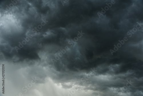 Motion of dark sky and black clouds, Dramatic cumulonimbus cloud with rainy.