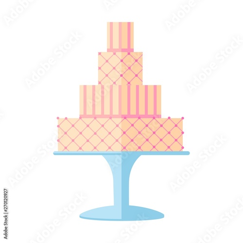 Tasty wedding cakes with floral decoration isolated on a white background.