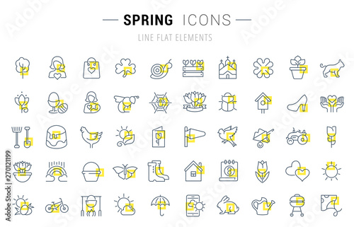 Set Vector Line Icons of Spring