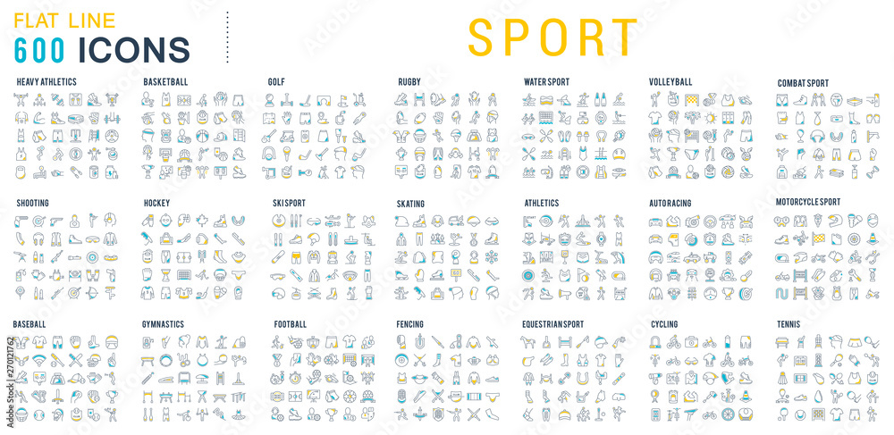 Set Linear Icons of Sport. - obrazy, fototapety, plakaty 