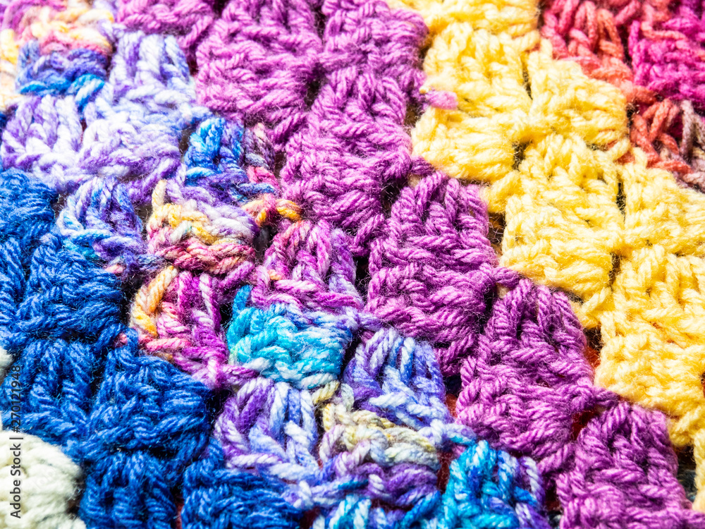 Crochet Stitches in a Colorful Blanket