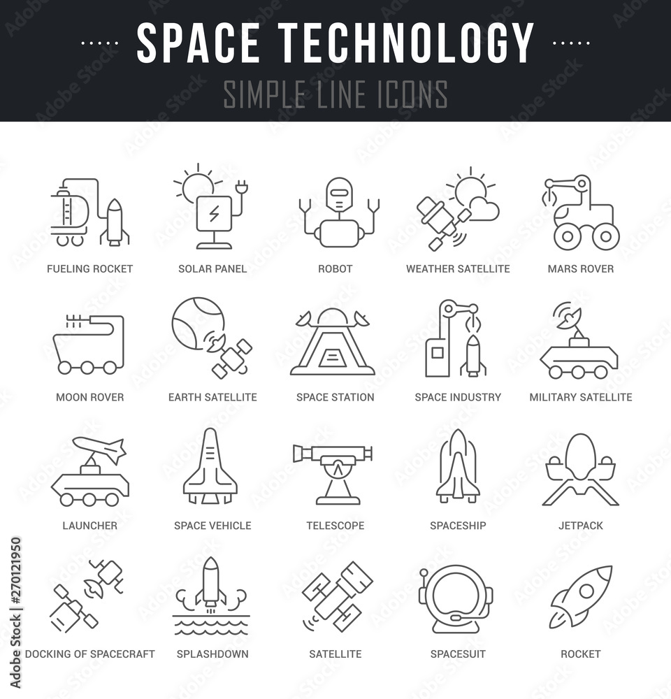 Set Vector Line Icons of Space Technology