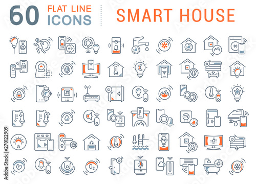 Set Vector Line Icons of Smart House