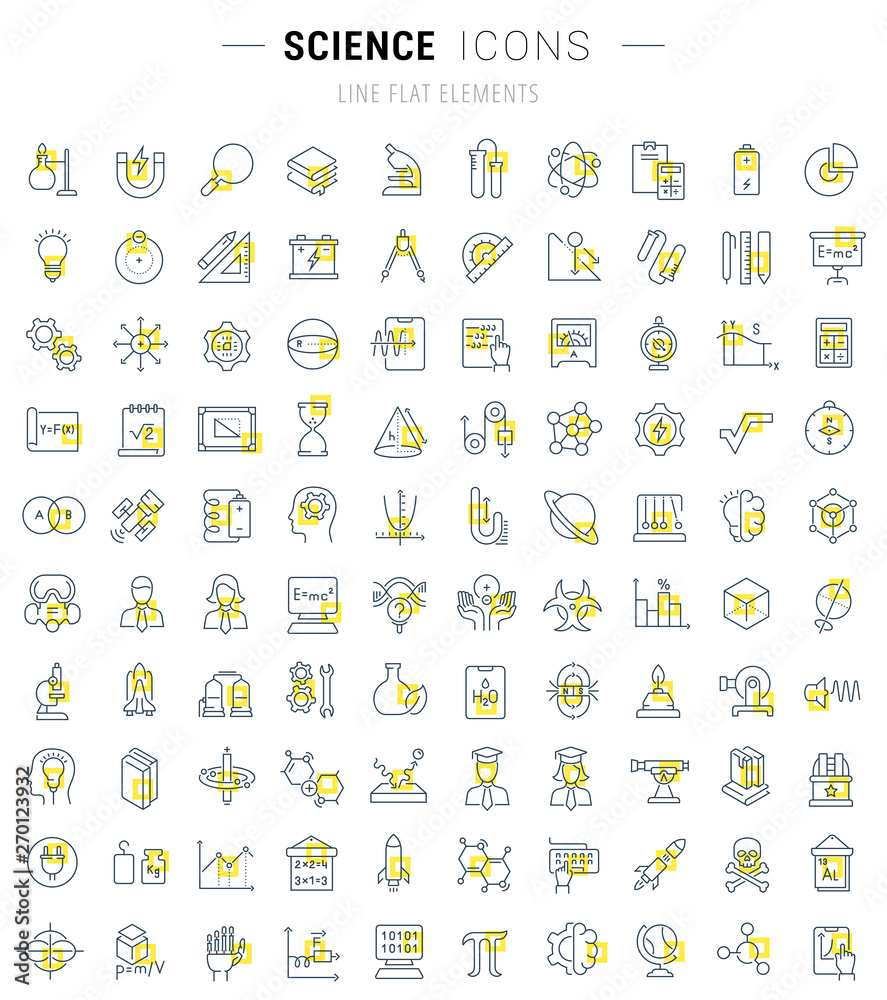 Set Vector Line Icons of Science Set Vector Line Icons of Science