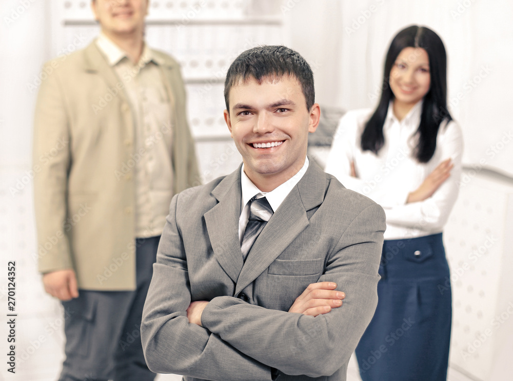 portrait of a young office employee , on the background of the portrait of a young office employee , on the background of the