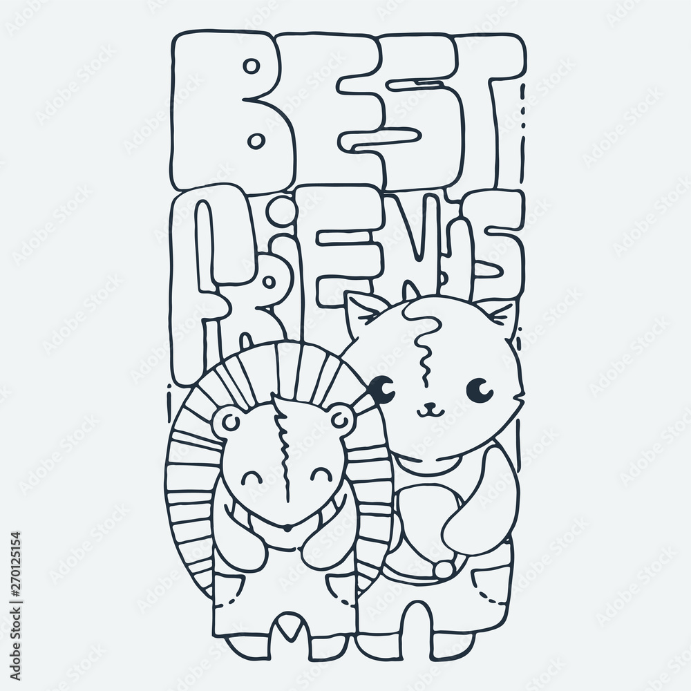 Cute cartoon animal. Vector clip art illustration for children design, cards, prints, coloring books Cute cartoon animal. Vector clip art illustration for children design, cards, prints, coloring books
