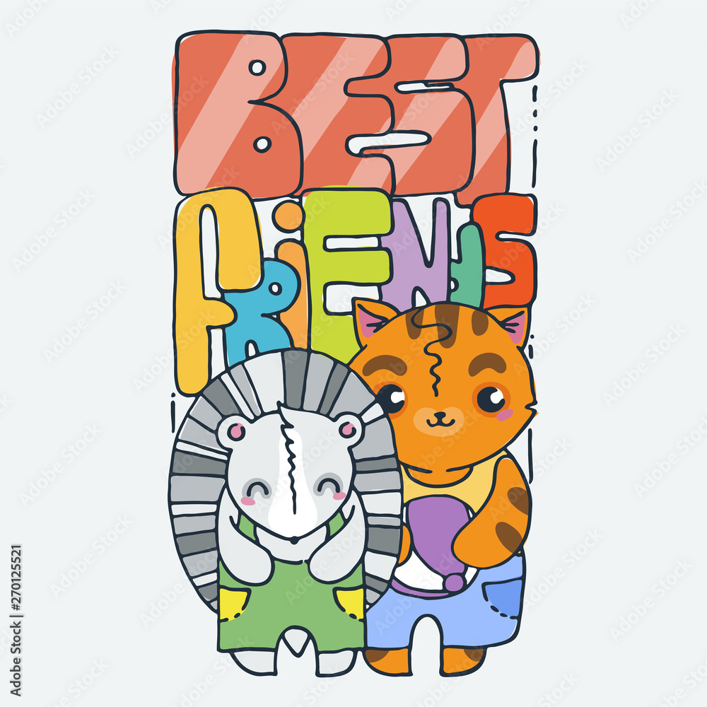 Naklejka premium Cute cartoon animal. Vector clip art illustration for children design, cards, prints, coloring books
