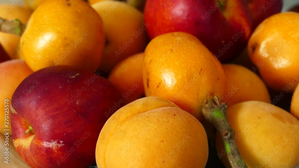 summer fruits, Japanese medlar fruit apricot, nectarine, close up, summer fruits, Japanese medlar fruit apricot, nectarine, close up,