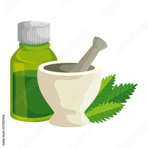 pill grinder with cannabis leafs and bottle