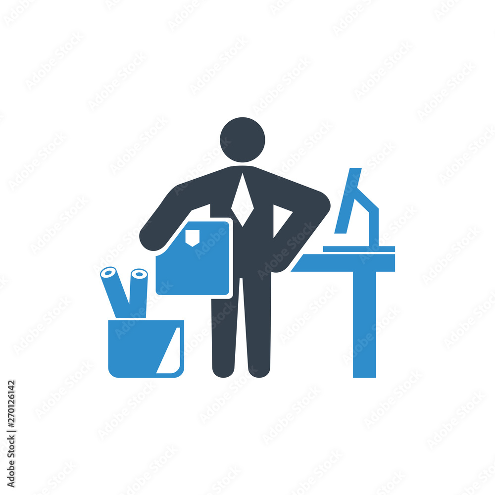 business man resign from office career icon on white background business man resign from office career icon on white background