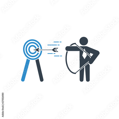 business man archery icon on white background