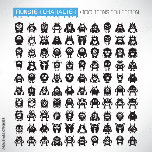 cute monster avatar character icons vector illustration