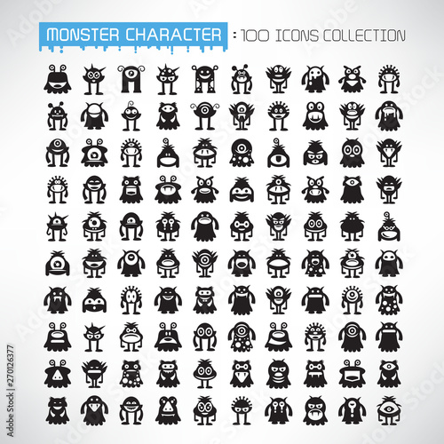 cute monster avatar character icons vector illustration