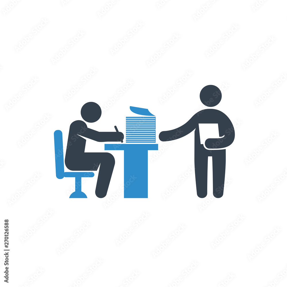 business man working in office icon on white background business man working in office icon on white background