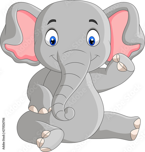 Cartoon cute baby elephant sitting