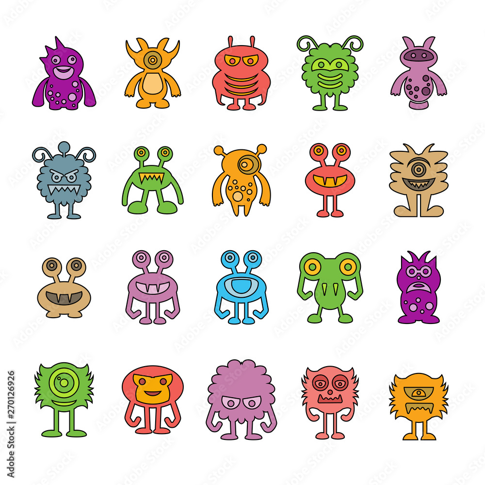 Obraz premium cute monster cartoon icons, color design