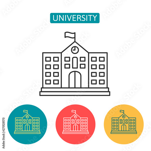 University building outline icons set.
