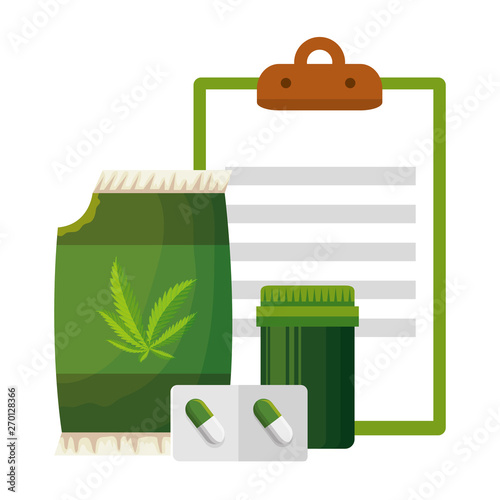 cannabis seeds bag with checklist and capsules
