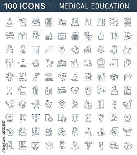 Set Vector Line Icons of Medical Education