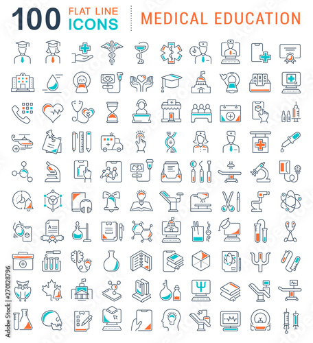 Set Vector Line Icons of Medical Education