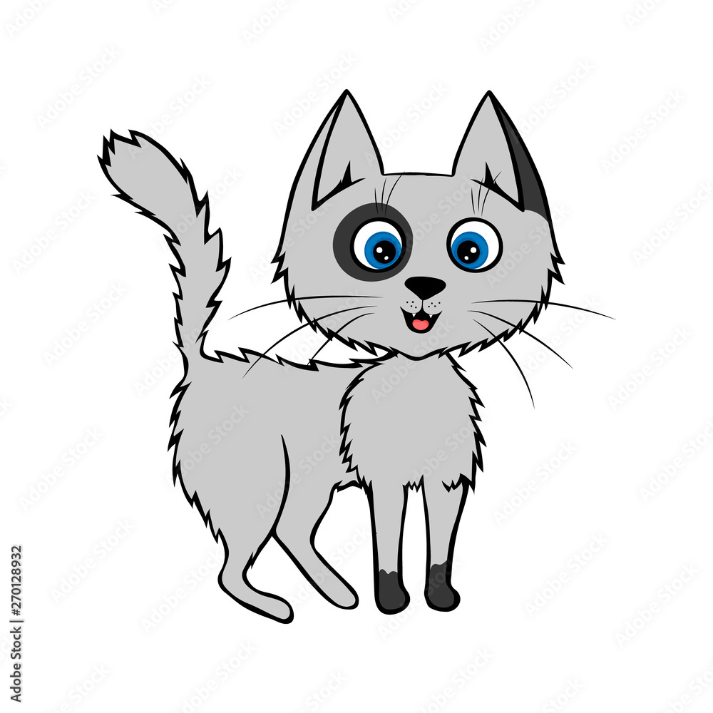 Obraz premium Cartoon Happy gray isolated on the white background. Vector illustration