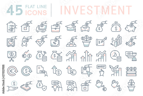 Set Vector Line Icons of Investment