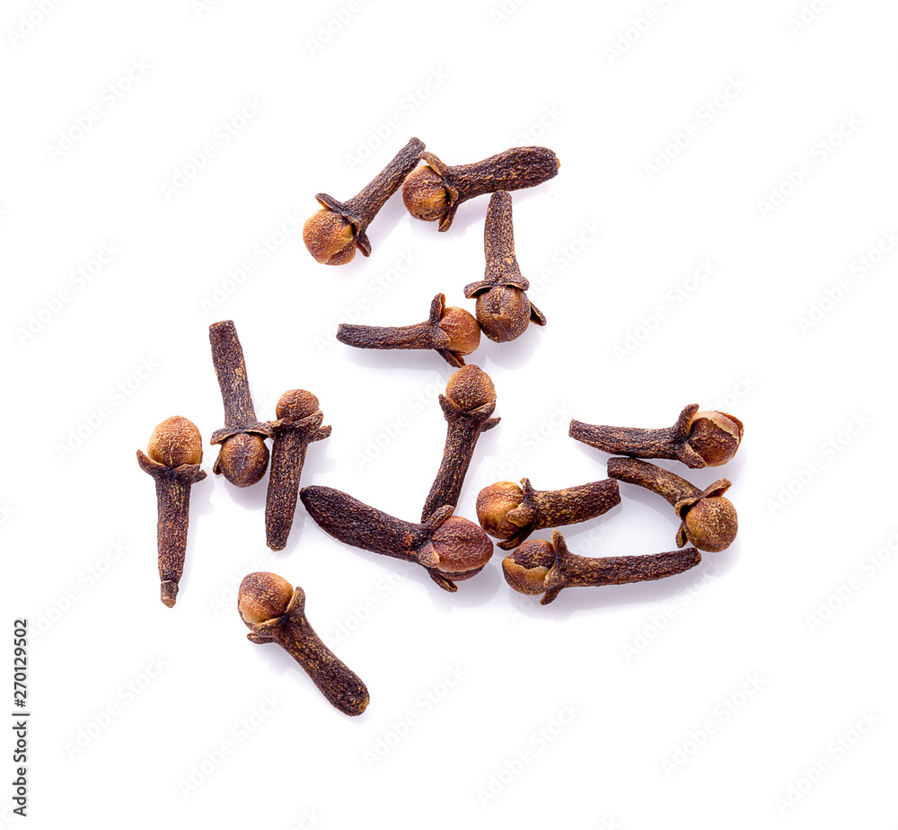 dry cloves on white background dry cloves on white background