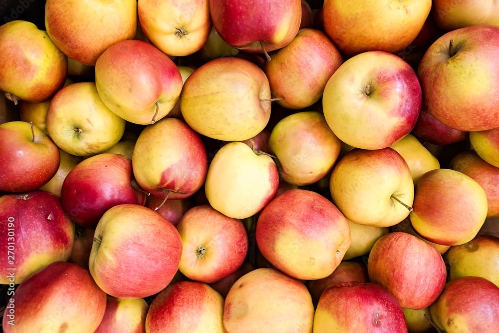 Red and yellow apples background. Fresh apples variety grown in the shop. Apple suitable for juice, strudel, apple puree, compote. concept of natural products and healthy eating Red and yellow apples background. Fresh apples variety grown in the shop. Apple suitable for juice, strudel, apple puree, compote. concept of natural products and healthy eating
