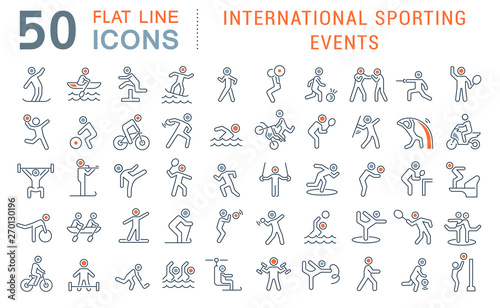 Set Vector Line Icons of International Sporting Events