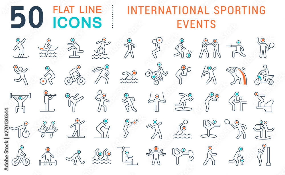 Set Vector Line Icons of International Sporting Events