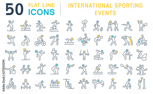 Set Vector Line Icons of International Sporting Events © M.Style