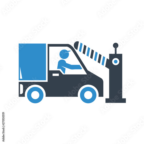 truck stop at road barrier or check point station icon on white background