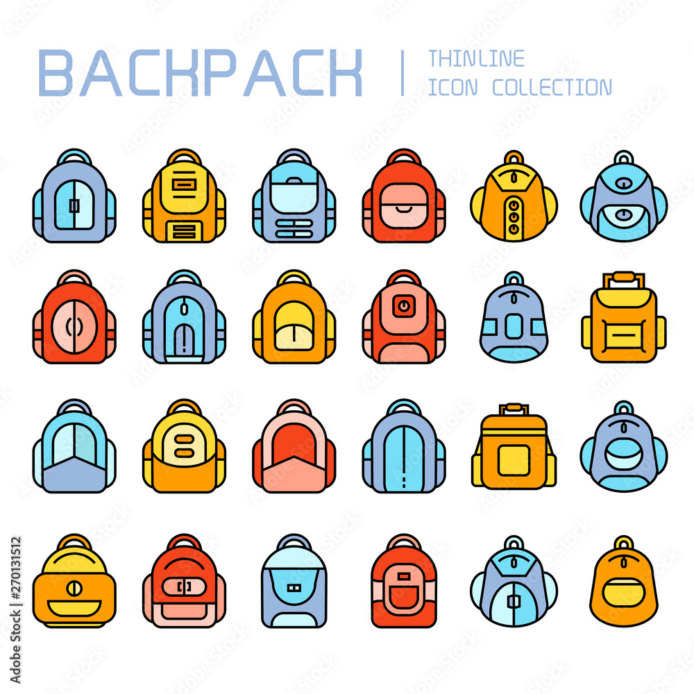 backpack and school bag icons set backpack and school bag icons set